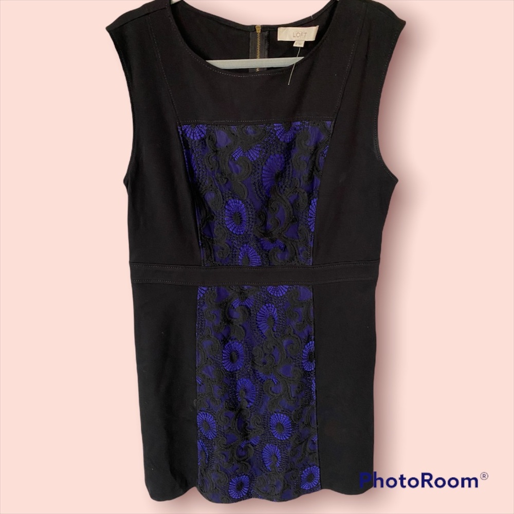 ANN TAYLOR LOFT black and blue dress 12